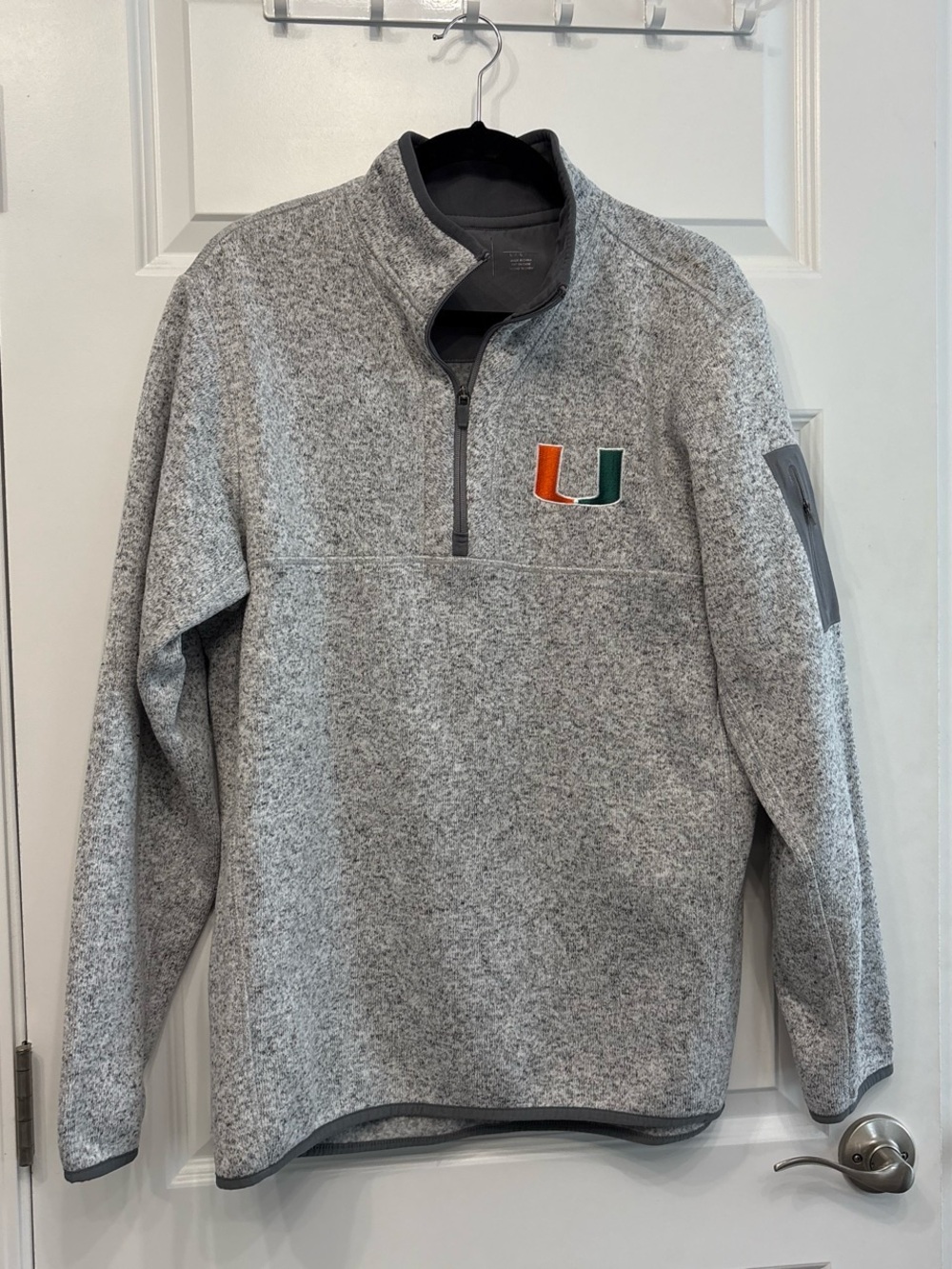Antigua University of Miami Gray Quarter-Zip Pullover Sweater